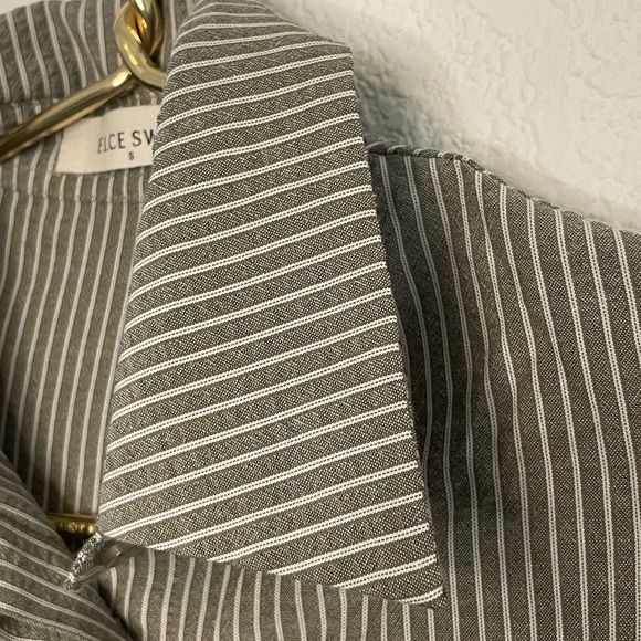 Elce Swim top long sleeve sz small gray striped Button Down - Picture 7 of 9